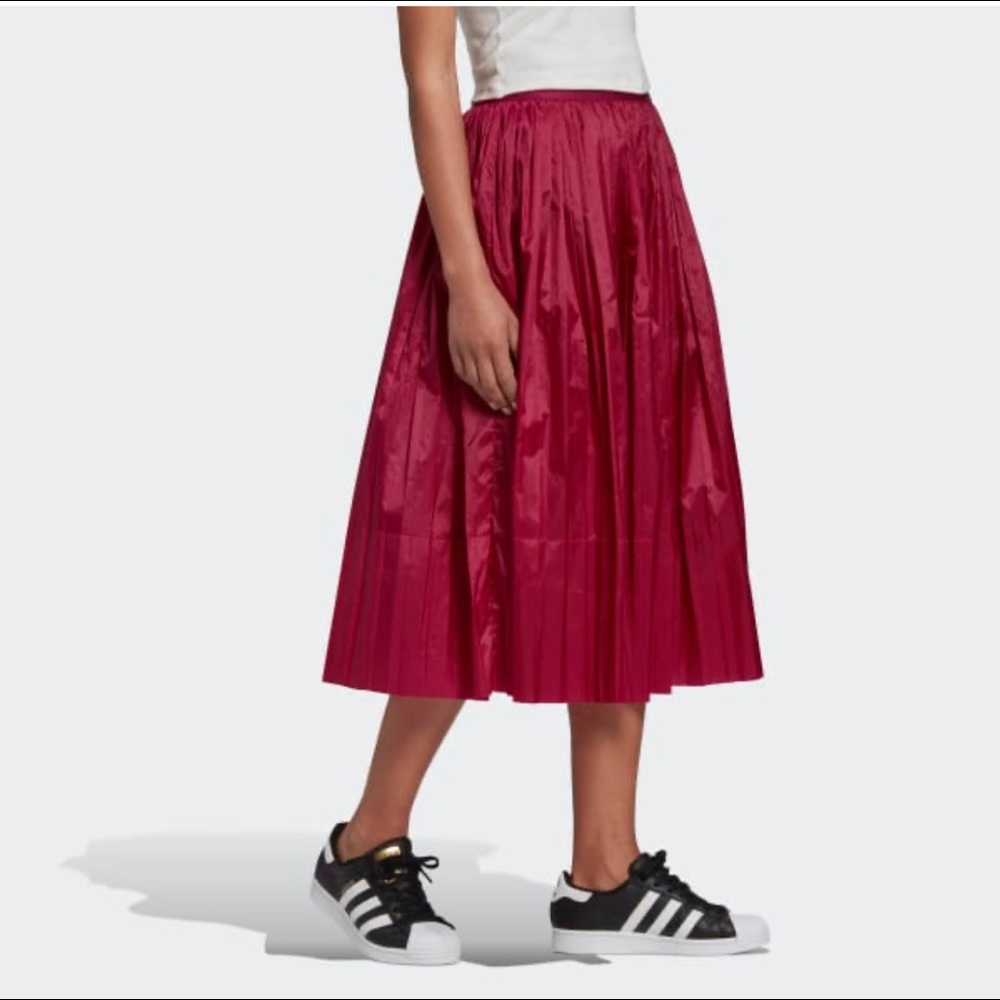 NWT Adidas Pleated Midi Skirt in Berry
